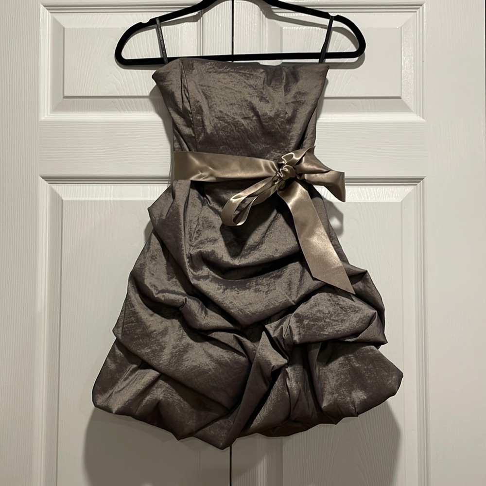 Bronze short ruched dress